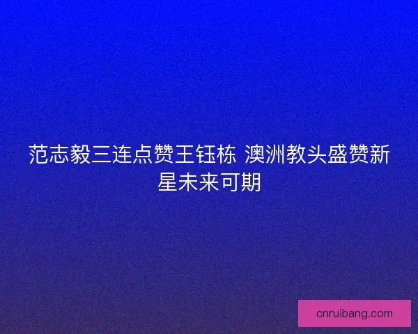 范志毅三连点赞王钰栋 澳洲教头盛赞新星未来可期